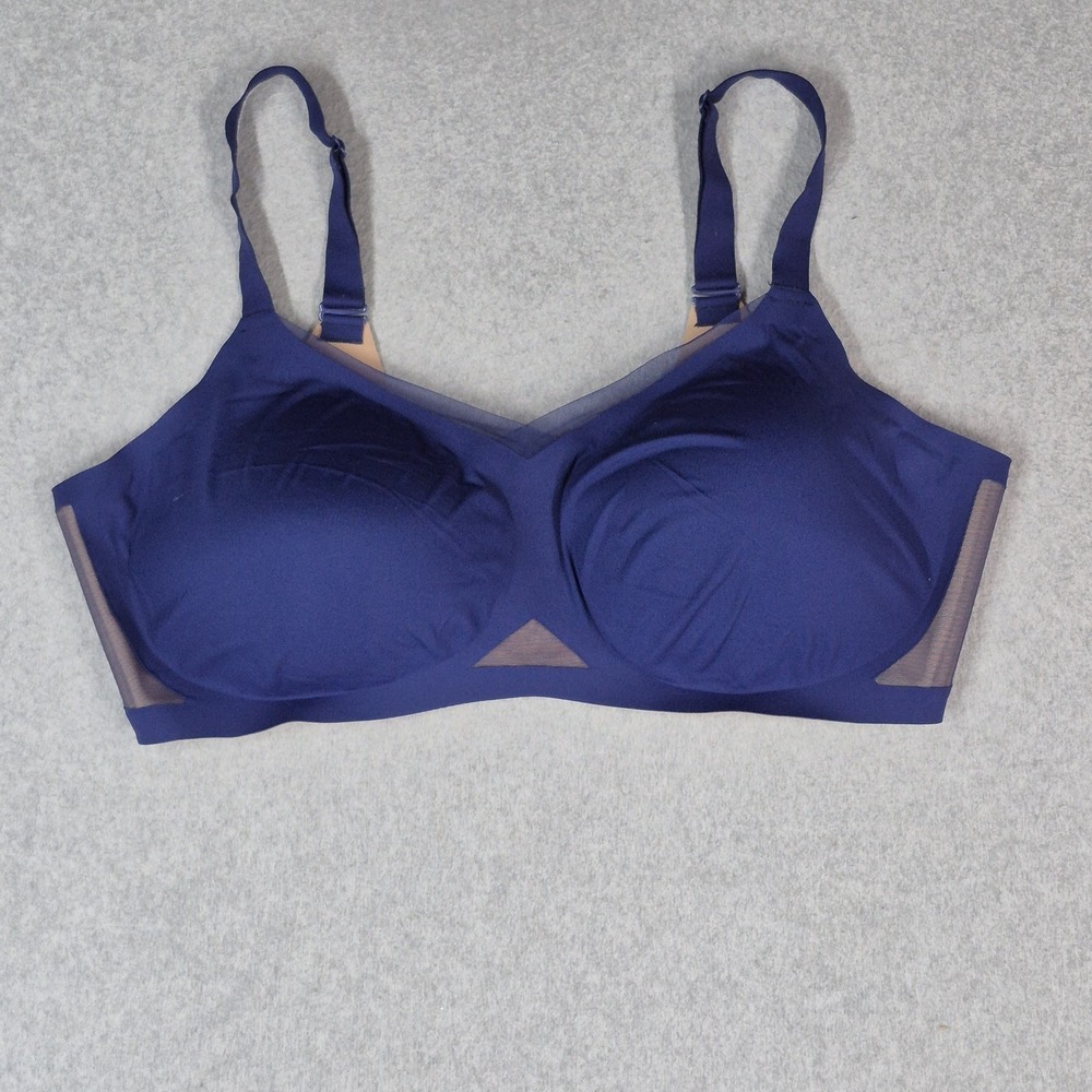 Honeylove Women Bra 44DD Navy Crossover T Shirt Wireless Lightly Lined